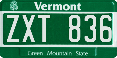 VT license plate ZXT836