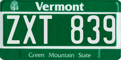 VT license plate ZXT839