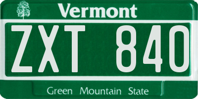 VT license plate ZXT840