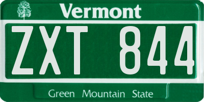 VT license plate ZXT844