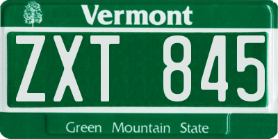 VT license plate ZXT845