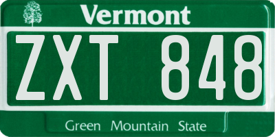 VT license plate ZXT848