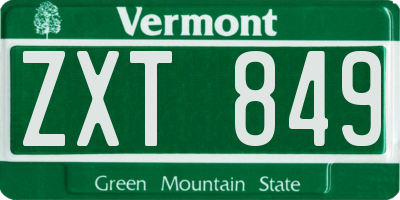 VT license plate ZXT849