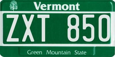 VT license plate ZXT850