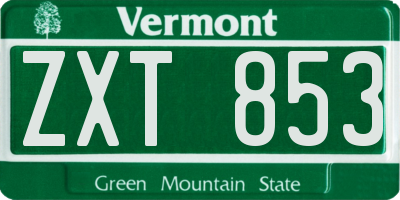 VT license plate ZXT853