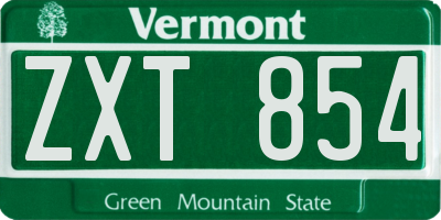 VT license plate ZXT854