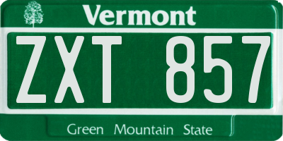 VT license plate ZXT857
