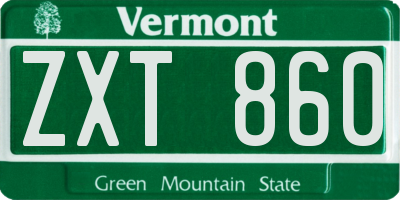 VT license plate ZXT860