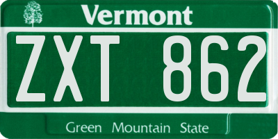 VT license plate ZXT862