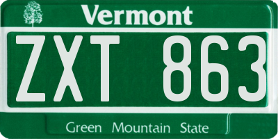 VT license plate ZXT863