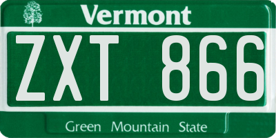 VT license plate ZXT866