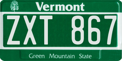 VT license plate ZXT867