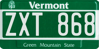 VT license plate ZXT868