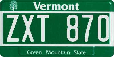 VT license plate ZXT870