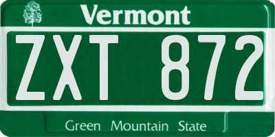 VT license plate ZXT872