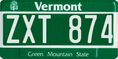 VT license plate ZXT874