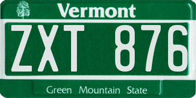 VT license plate ZXT876