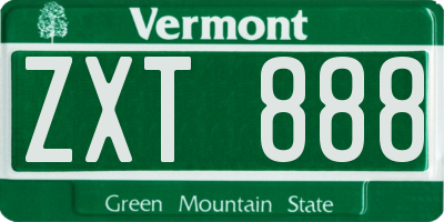 VT license plate ZXT888