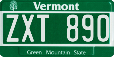 VT license plate ZXT890