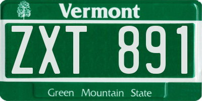 VT license plate ZXT891