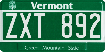 VT license plate ZXT892