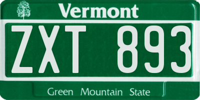VT license plate ZXT893