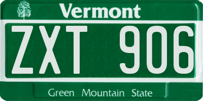 VT license plate ZXT906