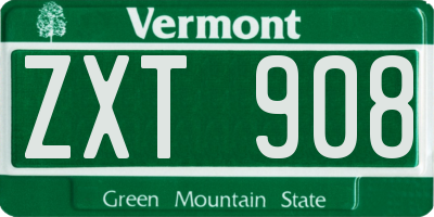 VT license plate ZXT908