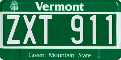 VT license plate ZXT911