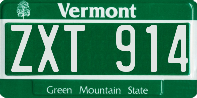 VT license plate ZXT914