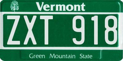 VT license plate ZXT918