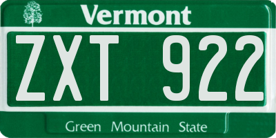 VT license plate ZXT922