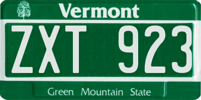 VT license plate ZXT923