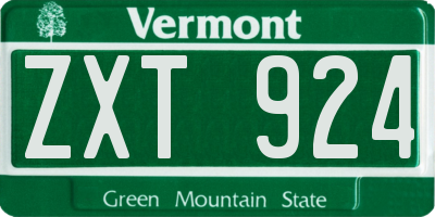 VT license plate ZXT924