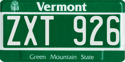 VT license plate ZXT926