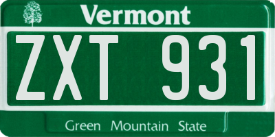 VT license plate ZXT931