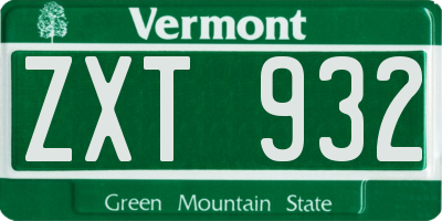 VT license plate ZXT932