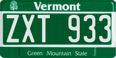 VT license plate ZXT933
