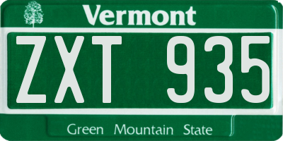 VT license plate ZXT935