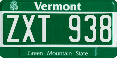 VT license plate ZXT938