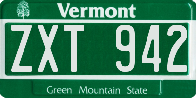 VT license plate ZXT942