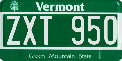 VT license plate ZXT950
