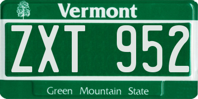 VT license plate ZXT952