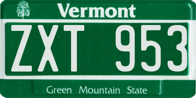 VT license plate ZXT953