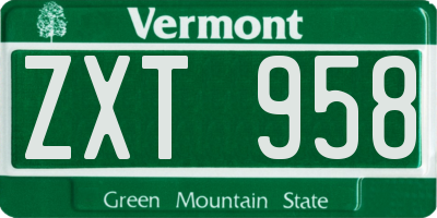 VT license plate ZXT958