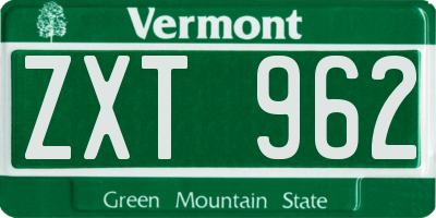 VT license plate ZXT962