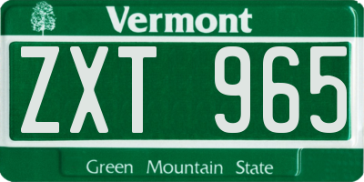 VT license plate ZXT965