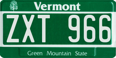 VT license plate ZXT966