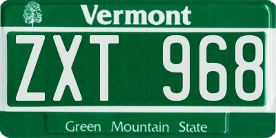 VT license plate ZXT968