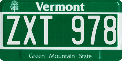 VT license plate ZXT978